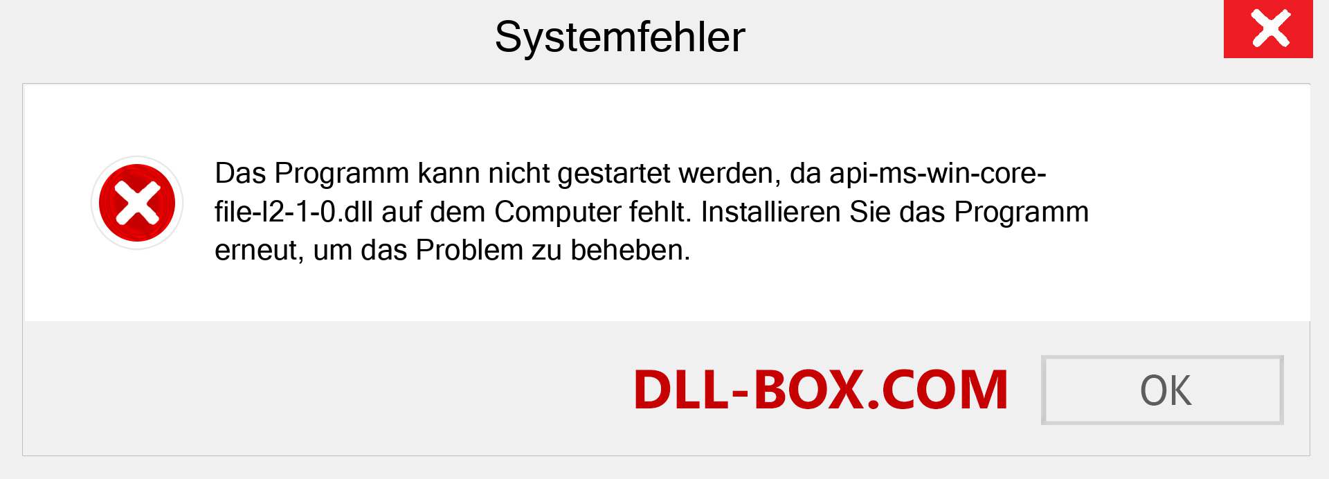 api-ms-win-core-file-l2-1-0.dll-Datei fehlt?. Download für Windows 7, 8, 10 - Fix api-ms-win-core-file-l2-1-0 dll Missing Error unter Windows, Fotos, Bildern