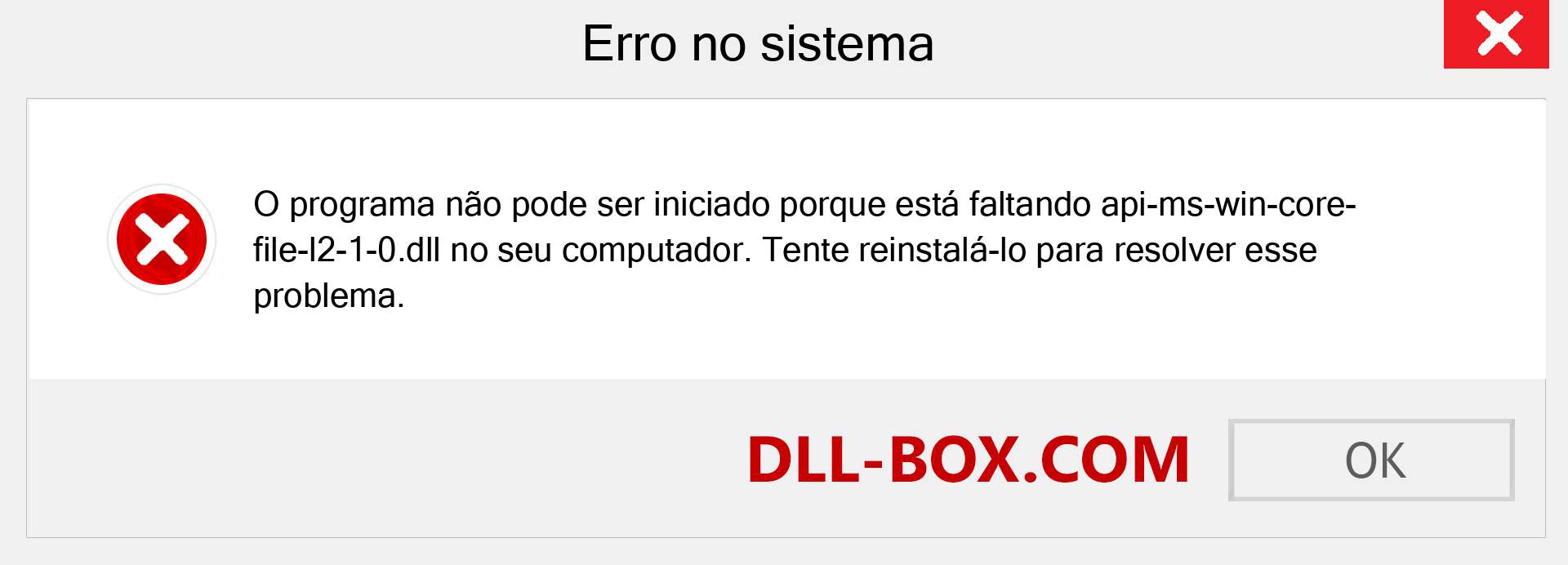 Arquivo api-ms-win-core-file-l2-1-0.dll ausente ?. Download para Windows 7, 8, 10 - Correção de erro ausente api-ms-win-core-file-l2-1-0 dll no Windows, fotos, imagens